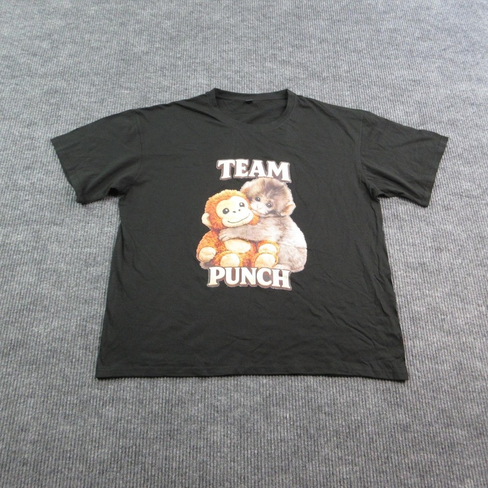 Team Punch Shirt Mens 2XL Black 100% Cotton Monkey Plushie Graphic Tee